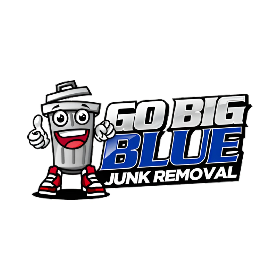 Go Big Blue Junk Removal with trashcan mascot